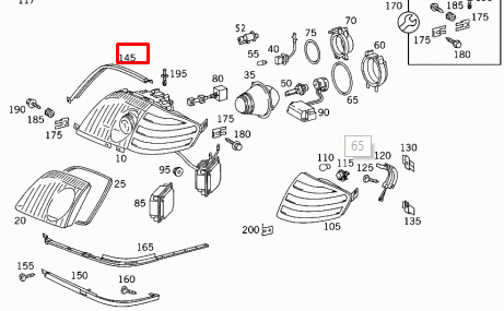 NEW MB SL R129 FRONT LEFT UPPER HEADLIGHT SEAL A1298260580 ORIGINAL