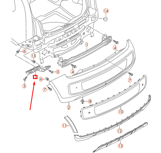 new volkswagen up rear left bumper guide profile 1s6807393d original