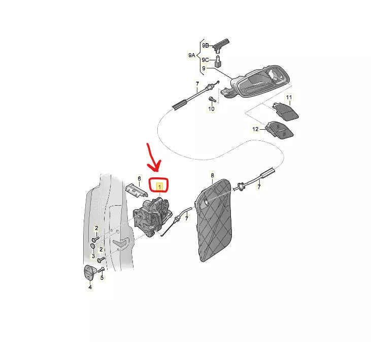 NEW AUDI A1 8X FRONT LEFT  DOOR LOCK LHD 8J1837015A ORIGINAL