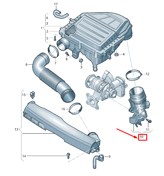 new vw t-roc a1 engine air intake pipe 04c129656l original