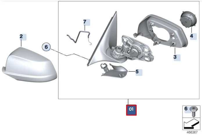 NEW BMW 5 F10 FRONT LEFT SIDE WING MIRROR LHD 51167283611 ORIGINAL