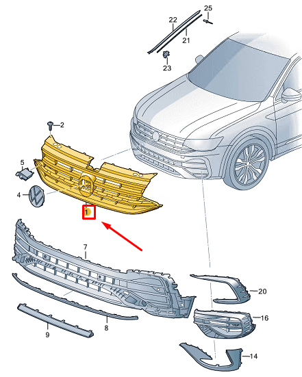 new vw tiguan ad radiator grille 5na853651bfzll original