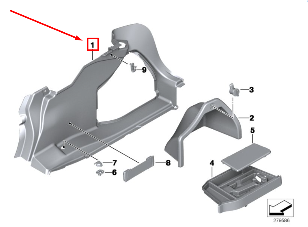 new bmw 3 f30, f80 right trunk trim 7246296 51487246296 original