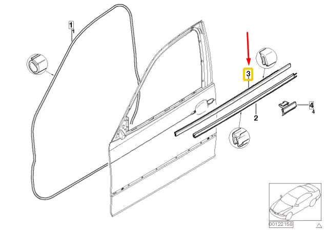NEW BMW 3 E46 FRONT LEFT DOOR WINDOW BELT OUTER WEATHERSTRIP 51338194711