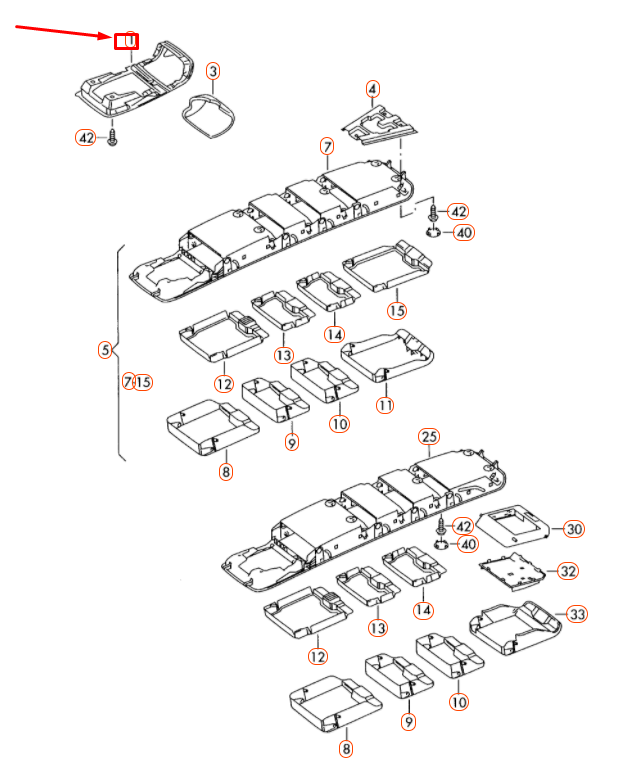NEW VOLKSWAGEN TIGUAN 5N MK1 OVERHEAD CENTER FRAME 1K0867489E82V ORIGINAL