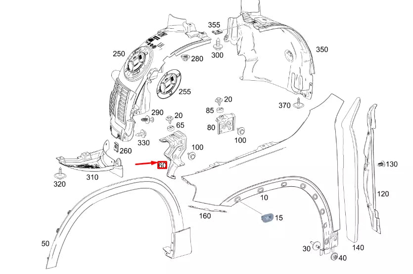 NEW MERCEDES-BENZ GLB X247 FRONT RIGHT FENDER BRACKET A2478800214 ORIGINAL