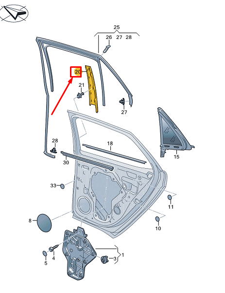 NEW VW ID.3 E11 REAR LEFT DOOR WINDOW FRAME TRIM 10A839901A041 ORIGINAL