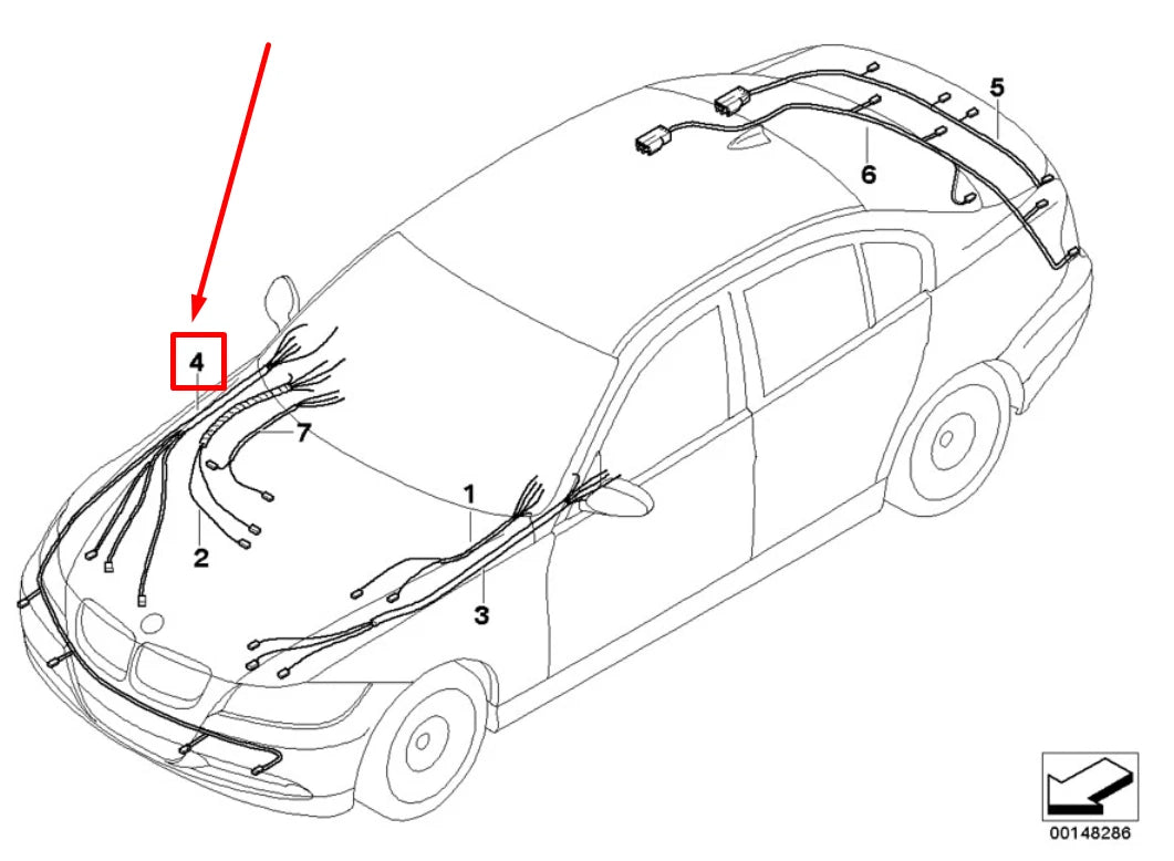 NEW BMW 3 E90 FRONT RIGHT WIRING HARNESS 61119180531 9180531 ORIGINAL