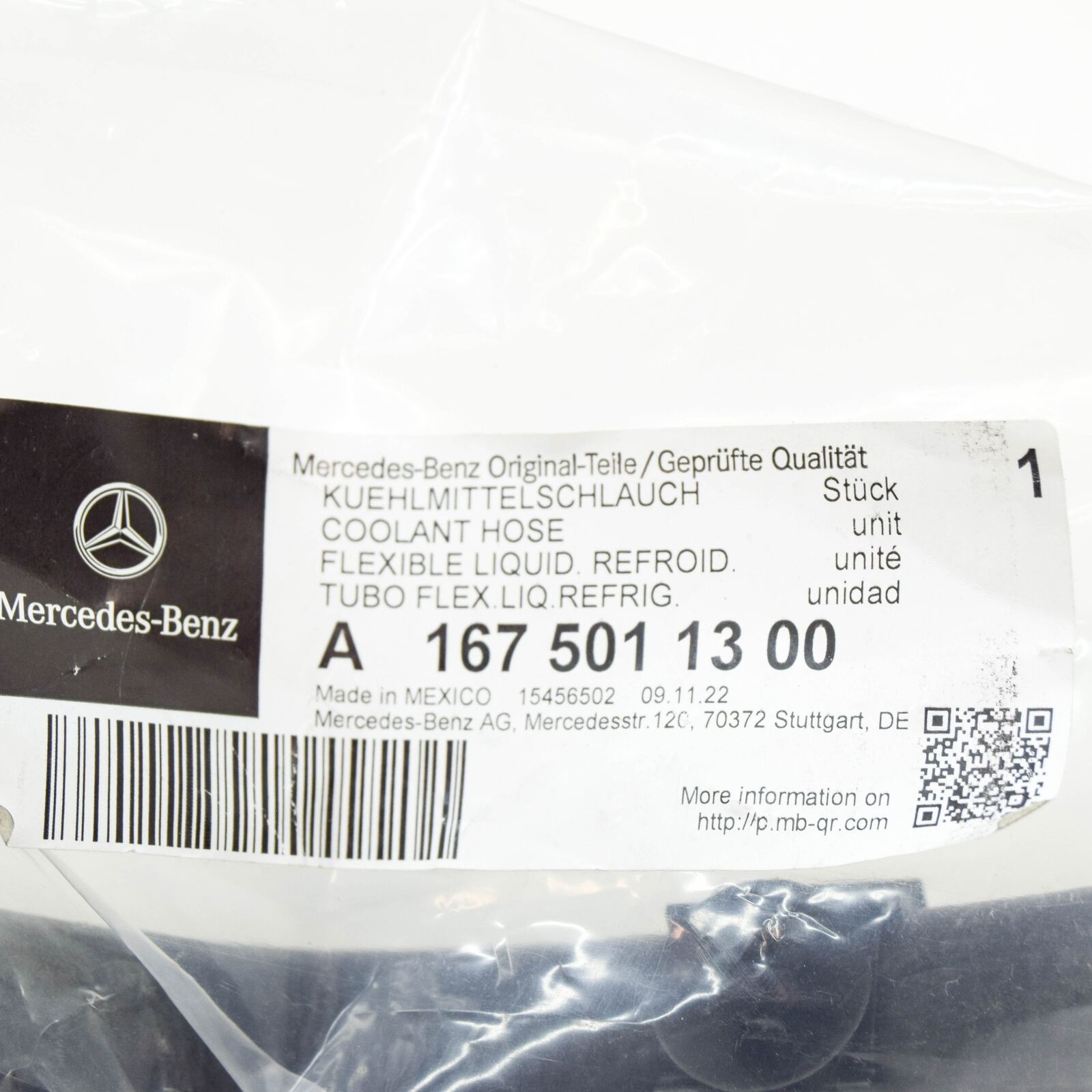 NEW MERCEDES-BENZ GLE W167 PUMP TO LEFT COOLER COOLANT HOSE A1675011300 ORIGINAL