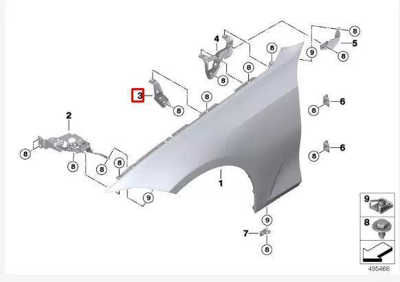 NEW BMW M4 COUPE G82 FRONT RIGHT FENDER HOLDER 41009466090 ORIGINAL