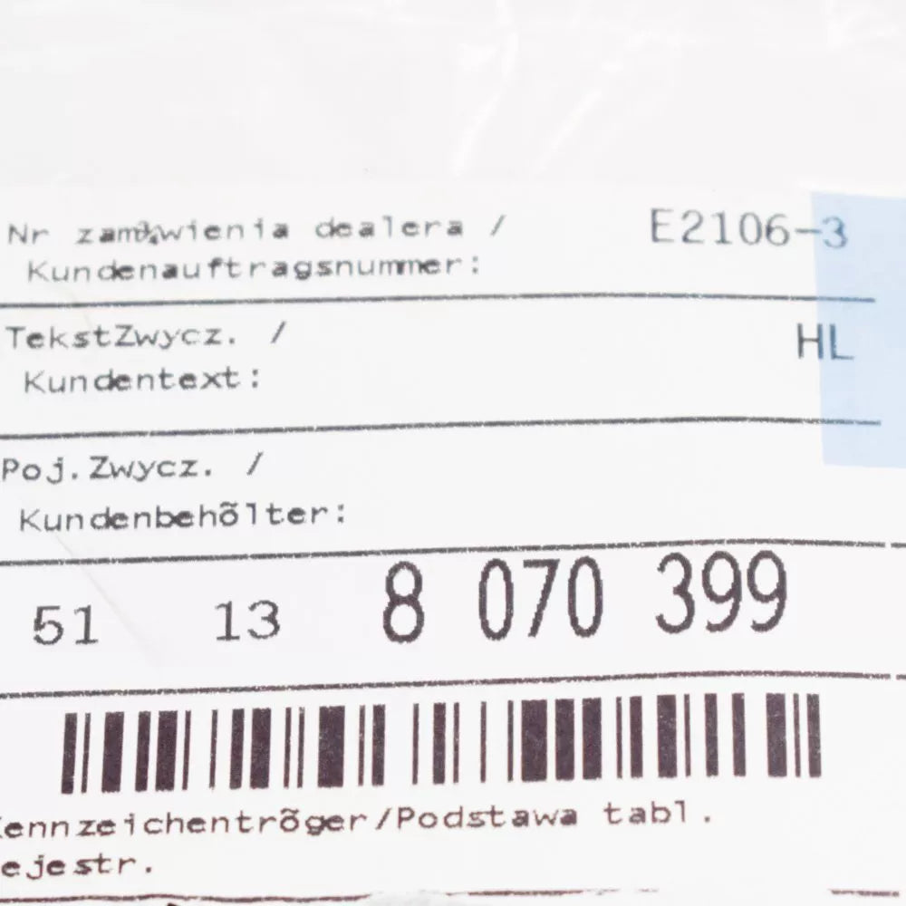 NEW BMW 5 G30 FRONT BUMPER LICENSE PLATE TRIM 51138070399 8070399 ORIGINAL