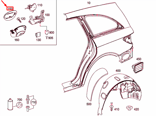 NEW MERCEDES-BENZ R W251 REAR FENDER TANK RECESS PANNELING A2517570106 ORIGINAL