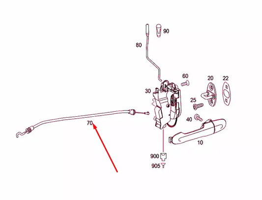 NEW MERCEDES-BENZ VITO W639 FRONT RIGHT DOOR BOWDEN CABLE A6397600704 ORIGINAL