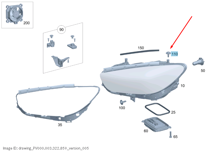 NEW MERCEDES-BENZ B-CLASS W247 HEADLIGHT UNIT BOLT A0009905915 ORIGINAL