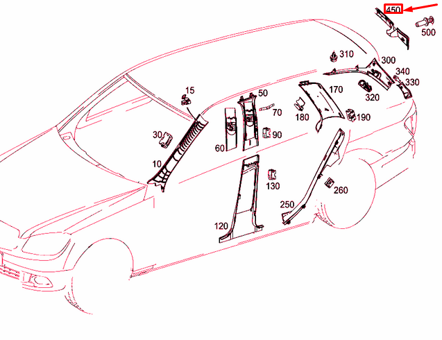 NEW MERCEDES-BENZ C S204 REAR TAILGATE RIGHT HINGE COVER A2046931833 ORIGINAL