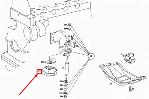 NEW MERCEDES-BENZ S W116 ENGINE SUPPORT RUBBER MOUNTING A1162412813