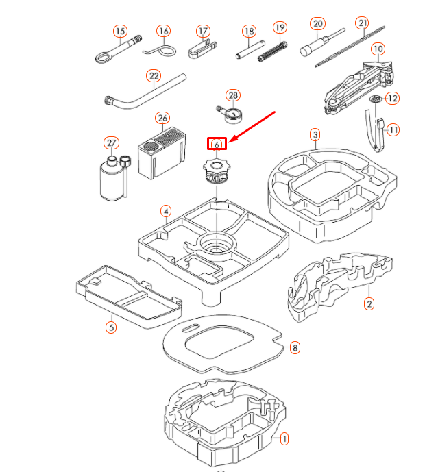 NEW AUDI A1 MK1 SPARE WHEEL MOUNTING NUT 4G0803899 ORIGINAL