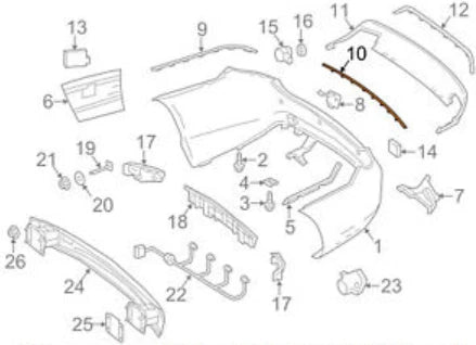 NEW MB C207 REAR BUMPER CENTER CHROME TRIM A2078852421 ORIGINAL
