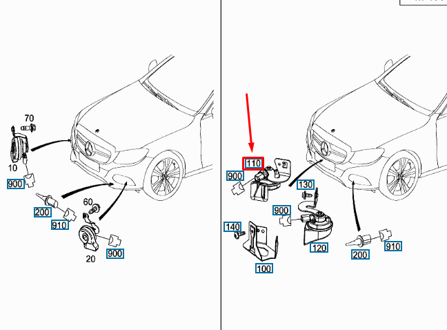 NEW MERCEDES-BENZ C W205 AMG FRONT RIGHT SIDE FANFARE HORN A2315420020 ORIGINAL