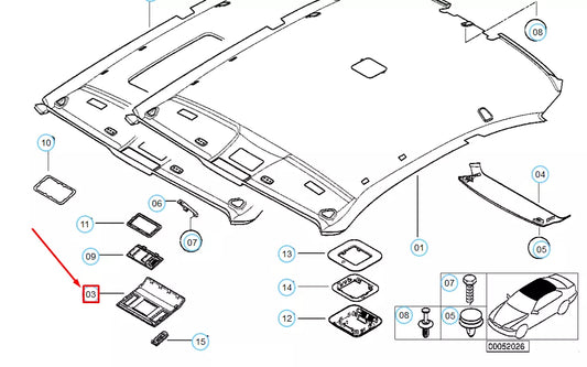 NEW BMW 3 COUPE E46 FRONT HEADLINING COVER 51448233452 8233452 ORIGINAL