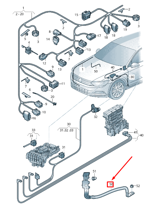 NEW VOLKSWAGEN ARTEON 3H7 WIRING HARNESS EARTH LINE 3G0971093 ORIGINAL