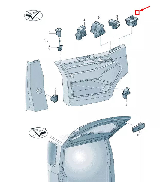 NEW VW TRANSPORTER T6 EL ADJUSTABLE EXTERIOR MIRROR SWITCH 7E1959565KGGO