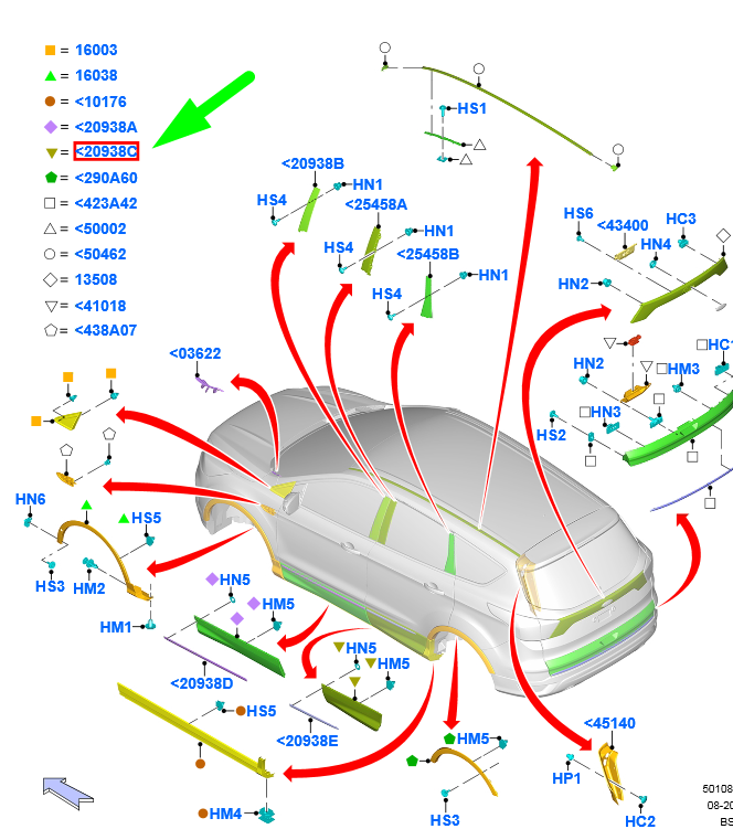 new ford kuga c520 mk2 rear right door molding 2104159 original