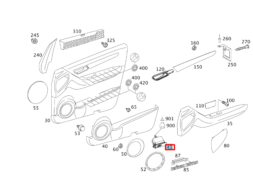 NEW MERCEDES-BENZ A W169 DOOR PANEL LIGHTING A1698202701 ORIGINAL