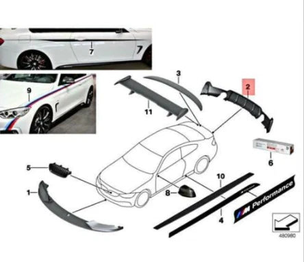 NEW BMW 4 CABRIO F33 LCI REAR BUMPER DIFFUSER M-PERFORMANCE 51192339218 ORIGINAL