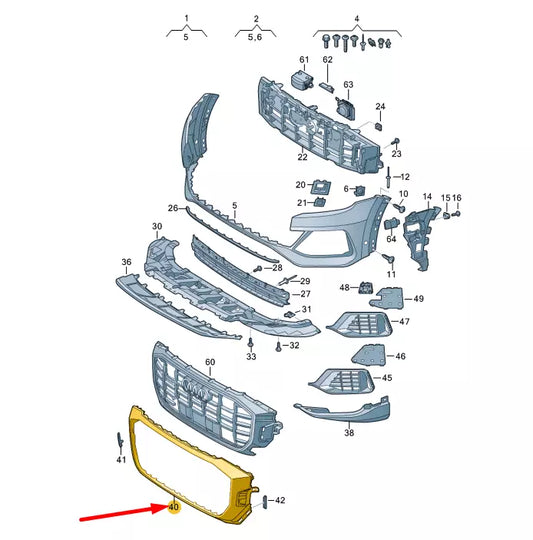NEW AUDI Q8 FRONT BUMPER RADIATOR GRILLE SURROUND TRIM 4M8807725GRU ORIGINAL