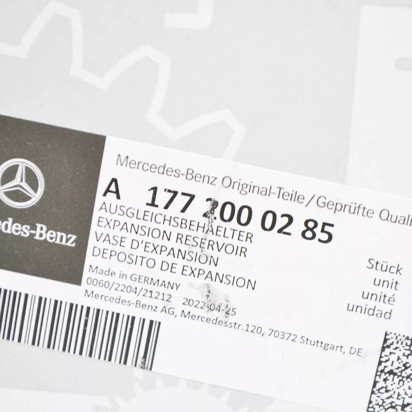 NEW MERCEDES-BENZ S W222 EXPANSION TANK A1772000285