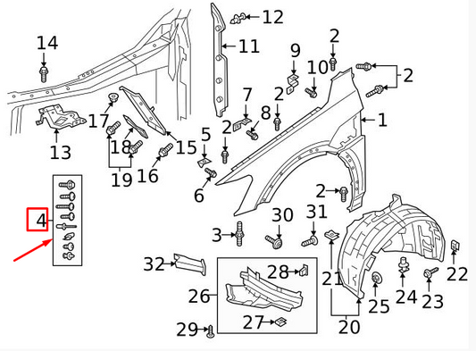 new audi e-tron front fender hardware kit 4ke098625 original
