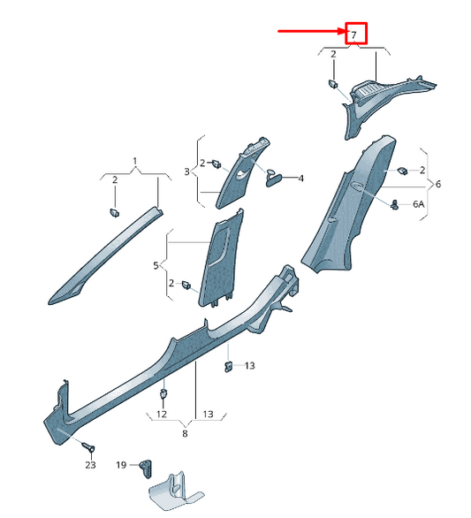 new seat arona kj right upper c-pillar trim 6f9867288ay20 original