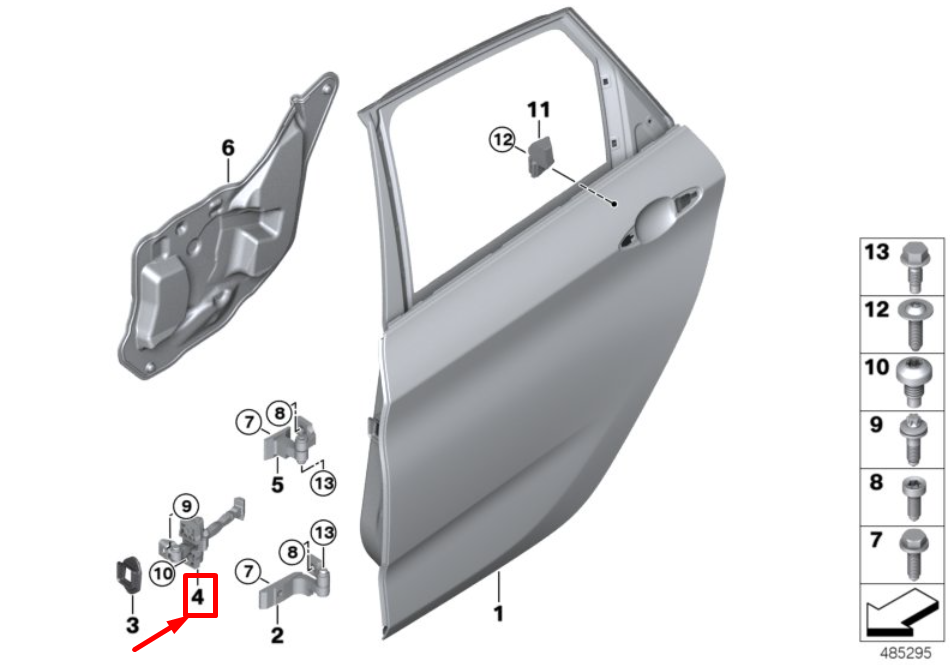 new bmw 2 active tourer f45 rear right door brake 51227404900 7404900 original