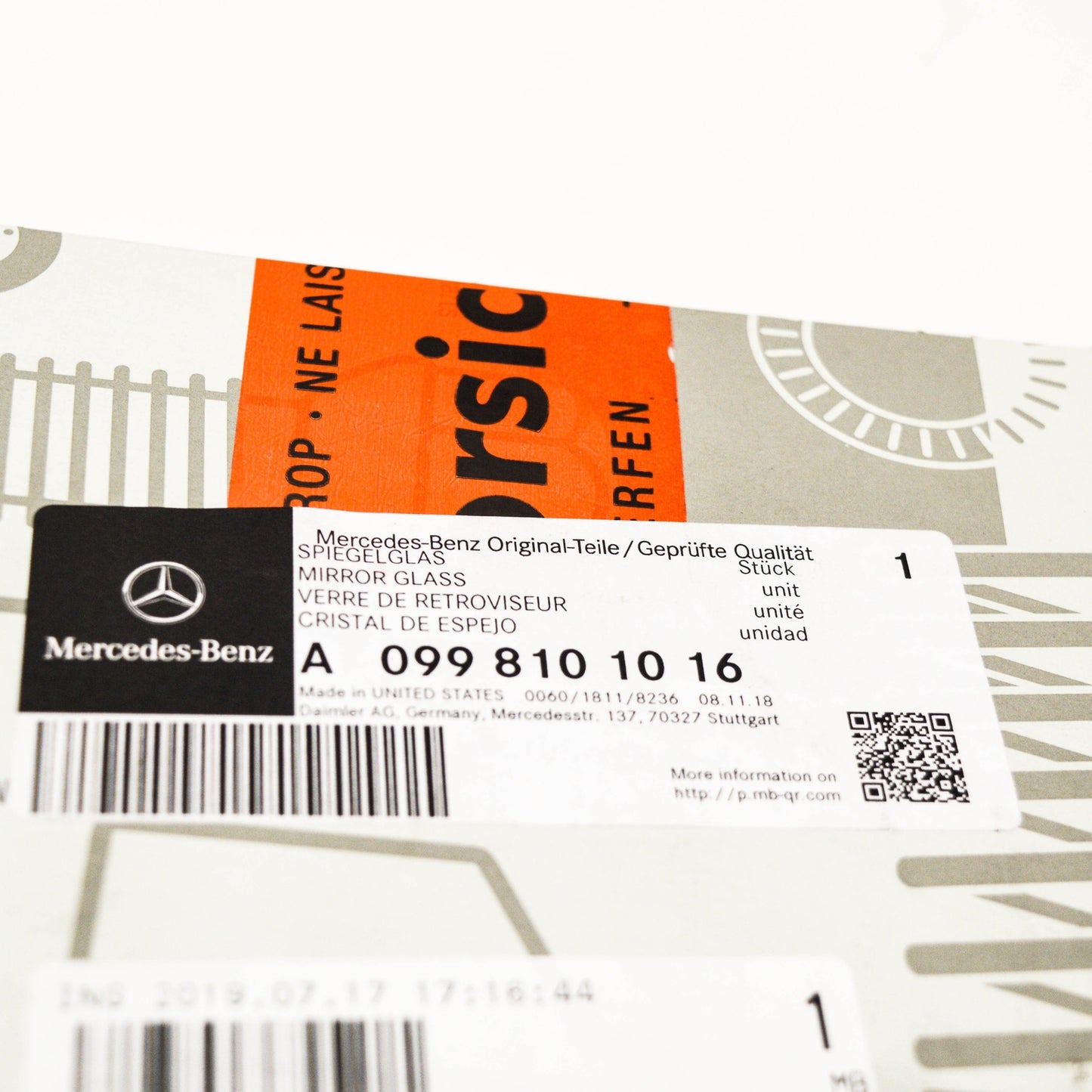 NEW MB C-CLASS W205 RIGHT WING MIRROR GLASS W/BLIND SPOT A0998101016 ORIGINAL