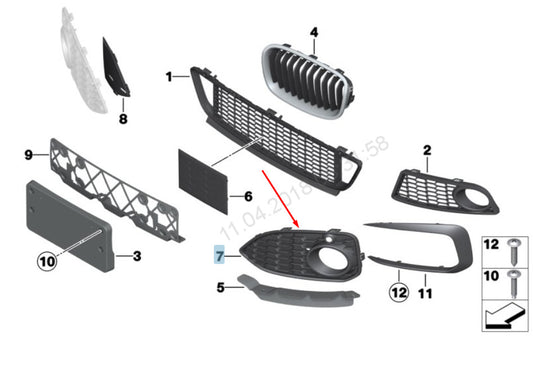 Genuine Bmw 1 F21 Right Fog Light Grille M Sport 51118068604 8068604 2015 Original