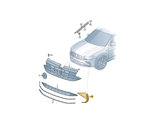 NEW VOLKSWAGEN TIGUAN AD FRONT BUMPER RIGHT GRILLE TRIM 5NA853666F9B9