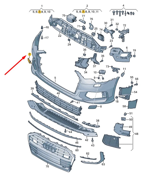 NEW AUDI A6 C8 FRONT BUMPER TOW EYE COVER 4K0807241AGRU 4K0807241A GRU ORIGINAL