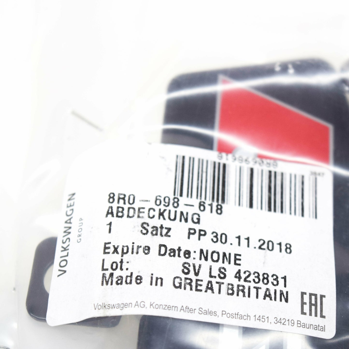 Genuine Audi Q5 8R Front Brake Caliper 'S Q5' Cover Plate 2Pcs 8R0698618 Original