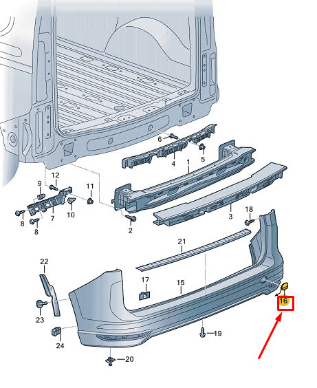 new vw caddy sb mk4 rear bumper tow eye cover 2k7807441agru original