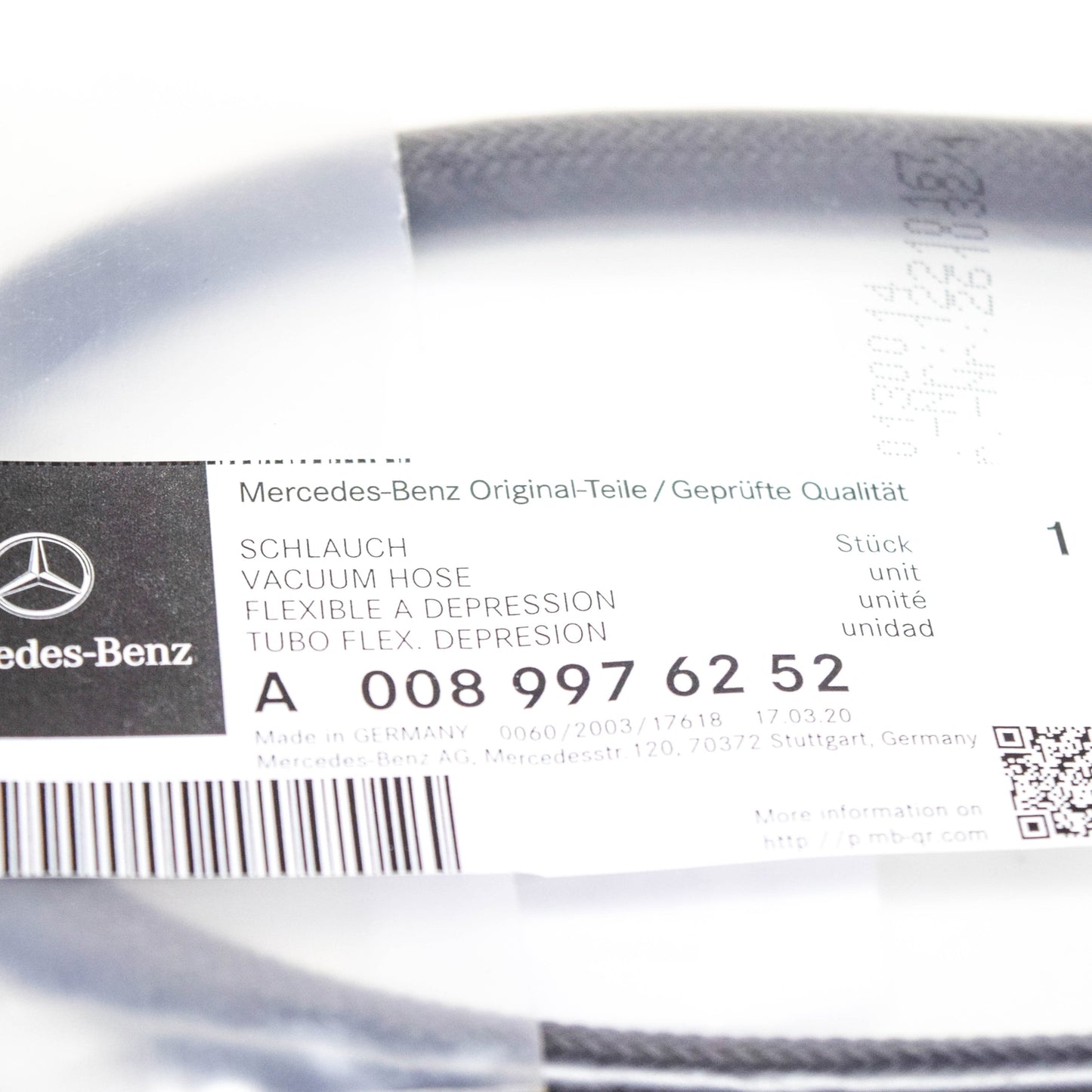 NEW MERCEDES-BENZ M W164 VACUUM HOSE TO DIVERTER VALVE A0089976252 ORIGINAL