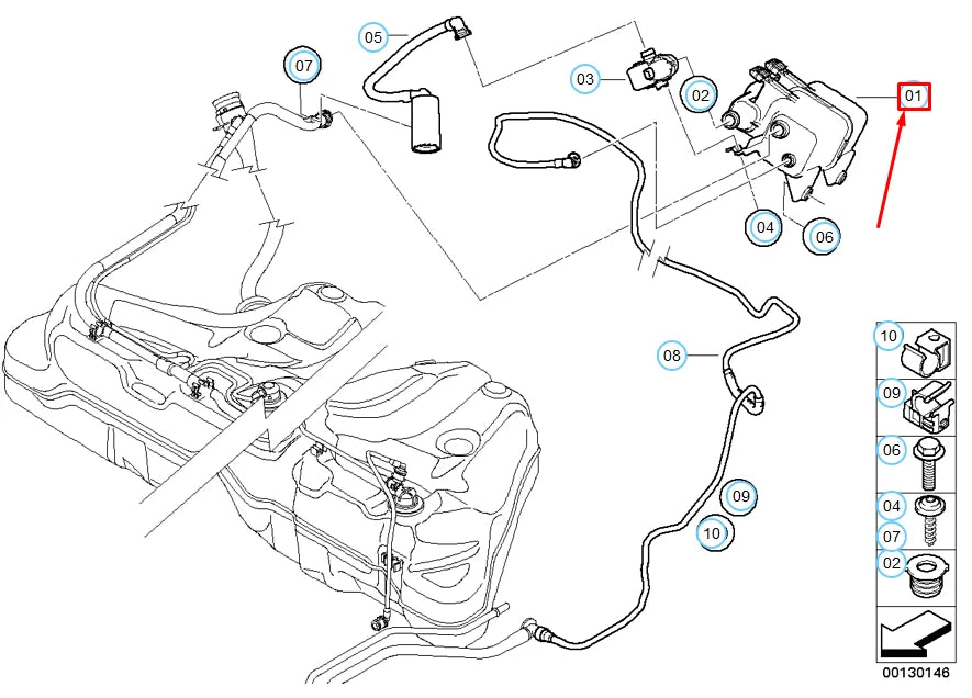 NEW BMW 5 E60 VAPOR CANISTER ACTIVATED CHARCOAL FILTER 16137162350 ORIGINAL