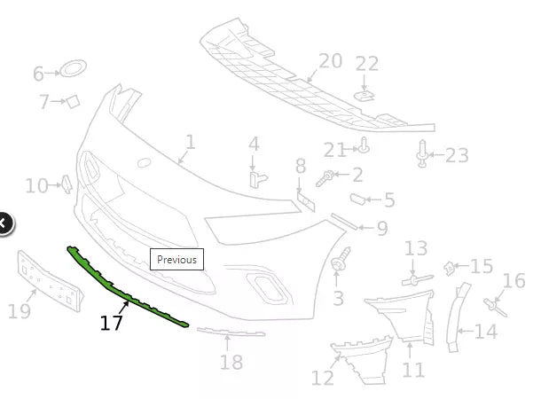 NEW MB A W177 FRONT BUMPER LOWER CENTER MOLDING A177885430264 ORIGINAL