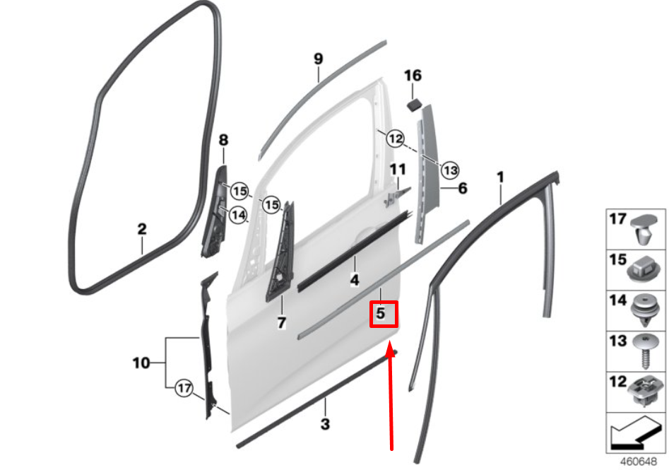 new bmw f45 front right exterior door channel cover 7375172 51337375172 original