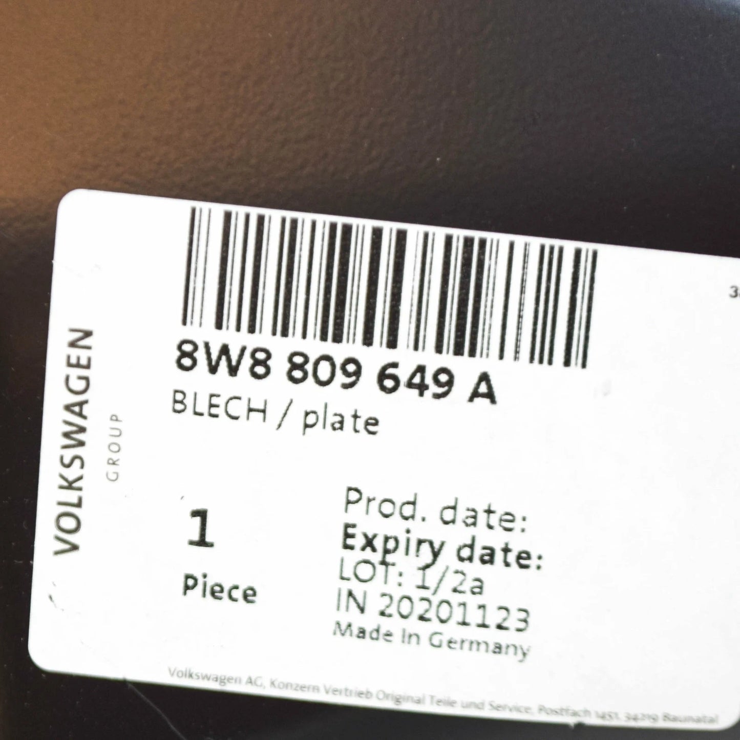 NEW AUDI A5 8W6 SPORTBACK REAR LEFT OUTER INSERT PLATE LIGHT 8W8809649A