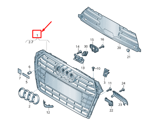 new audi a4 avant b9 radiator grille 8w0853651ab rp5 8w0853651abrp5 original