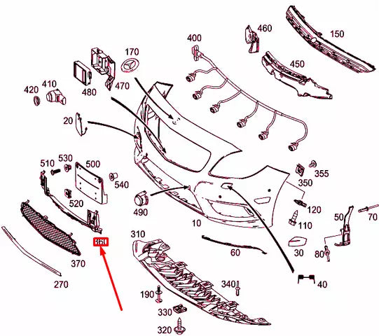 NEW MB CLA C117 FRONT BUMPER LOWER INNER CENTER BRACKET A1768851500