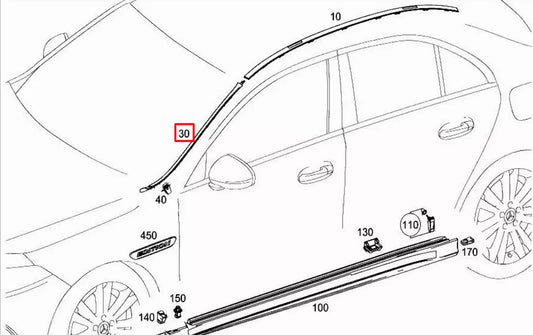 NEW MB A V177 A177 FRONT WINDSHIELD LEFT VERTICAL TRIM A177690330164 ORIGINAL