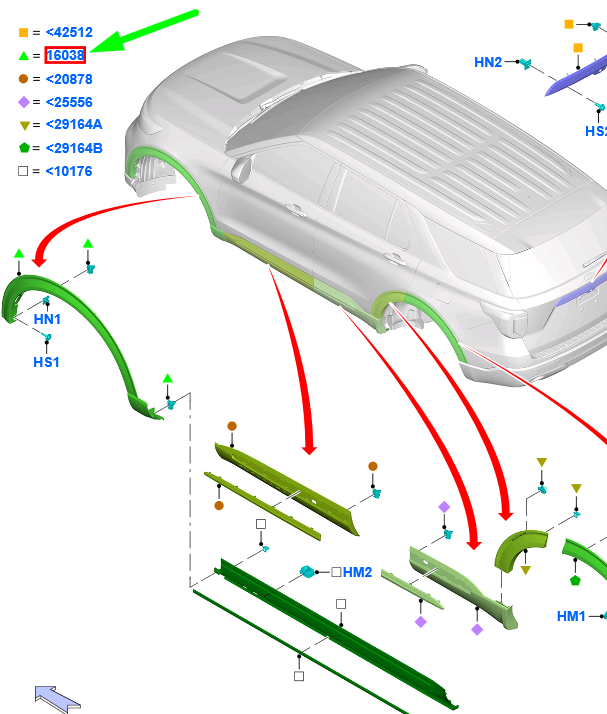 new ford explorer mk6 u625 front left wheel arch moulding 2414062 original