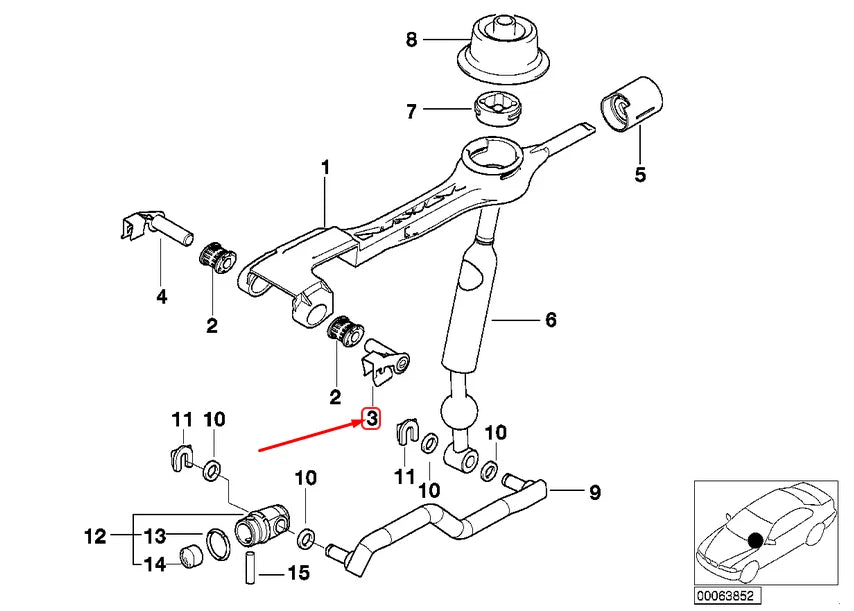 NEW BMW 3 E46 GEAR SHIFT LEFT BEARING PIN 25111221579 1221579 ORIGINAL